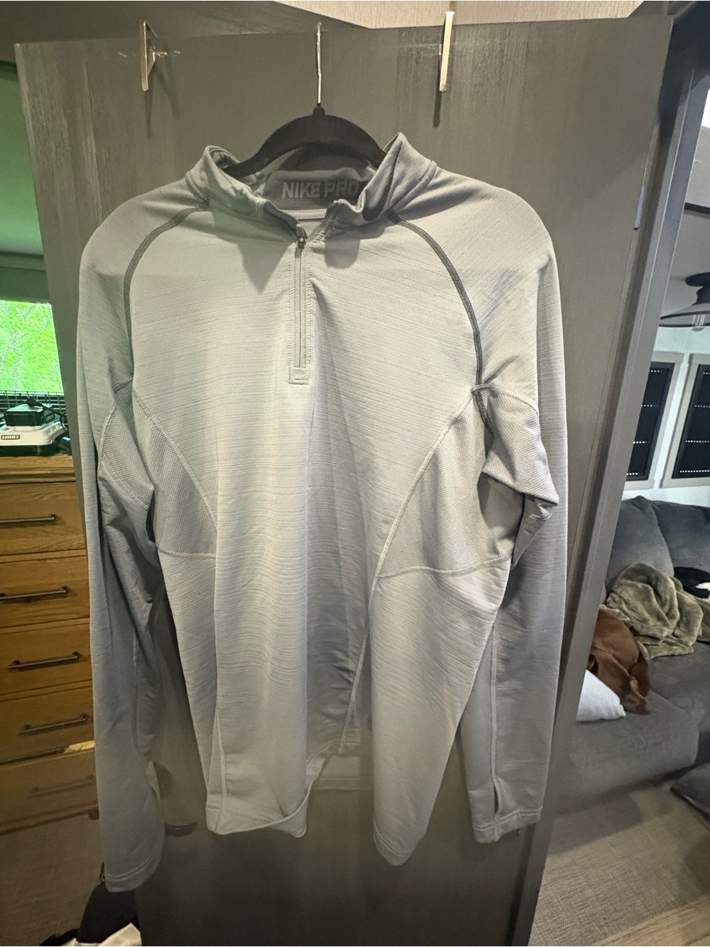 Men’s Nike Pro Light Gray Quarter-Zip Hoodie
